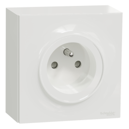 Schneider - Odace 2011 - Prise + Plaque + cadre saillie 1 poste - Blanc - Ref. : S520059 + S520762 + S520702