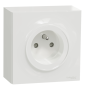 Schneider - Odace 2011 - Prise + Plaque + cadre saillie 1 poste - Blanc - Ref. : S520059 + S520762 + S520702
