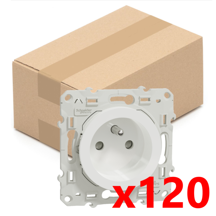 Schneider - Odace 2011 - LOT de 120 Prises de courant 2P+T - Blanc - Ref. : S520059x120