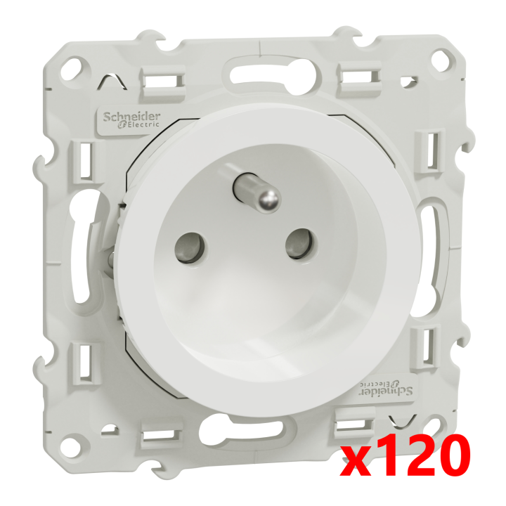 Schneider - Odace 2011 - LOT de 120 Prises de courant 2P+T - Blanc - Ref. : S520059x120