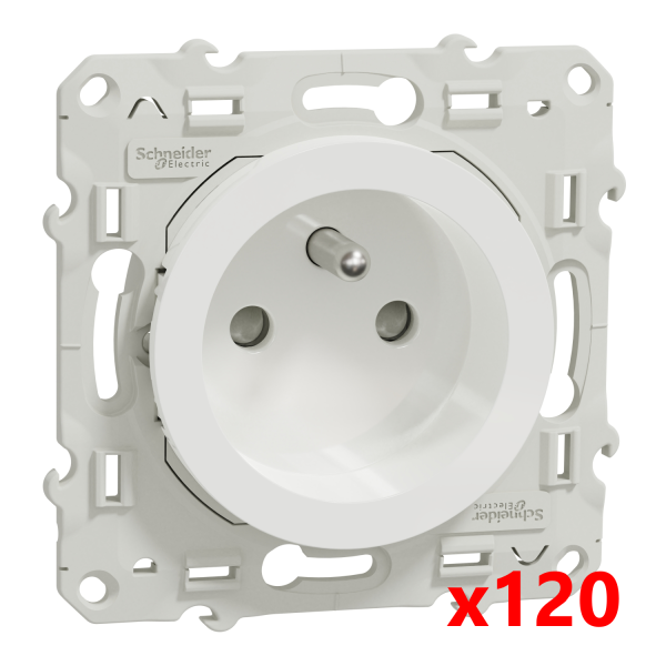 Schneider - Odace 2011 - LOT de 120 Prises de courant 2P+T - Blanc - Ref. : S520059x120