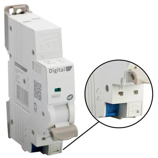 Digital Electric - Disjoncteur 2A Ph/N - Courbe C - 4,5 kA - Embrochable - Réf : 01302