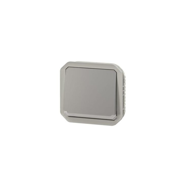 Legrand - Plexo L - Interrupteur témoin/lumineux avec voyant - 10A - 250V - IP55/IK08 - Composable - Gris - Ref : 069512L