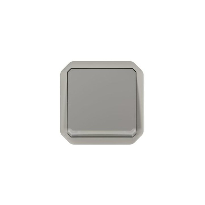Legrand - Plexo L - Interrupteur témoin/lumineux avec voyant - 10A - 250V - IP55/IK08 - Composable - Gris - Ref : 069512L