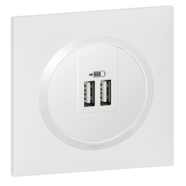 Legrand - Dooxie - Double chargeur USB Type-A  2,4A + Plaque - Blanc - Ref. : 600343+600801