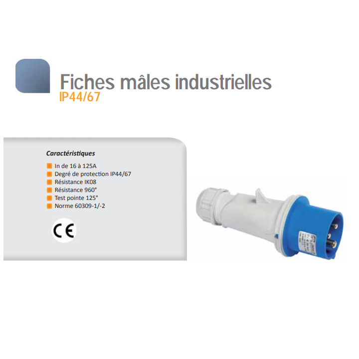 Digital - Fiche mâle 3P+T 16A - 380V - IP67 - Réf : 51812 (03602)