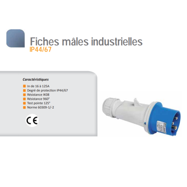 Digital - Fiche mâle 3P+T 16A - 380V - IP67 - Réf : 51812 (03602)