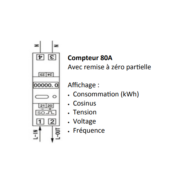 Digital Electric - Compteur Digital - 80A - 220Vac - Réf : 14116