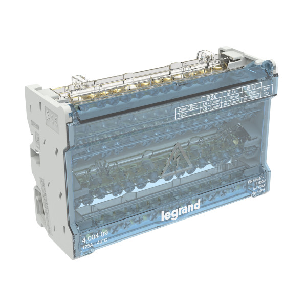 Legrand - Répartiteur modulaire à barreaux étagés tétrapolaire - 125A - 4P - 14 départs - 8 modules - Réf : 400409
