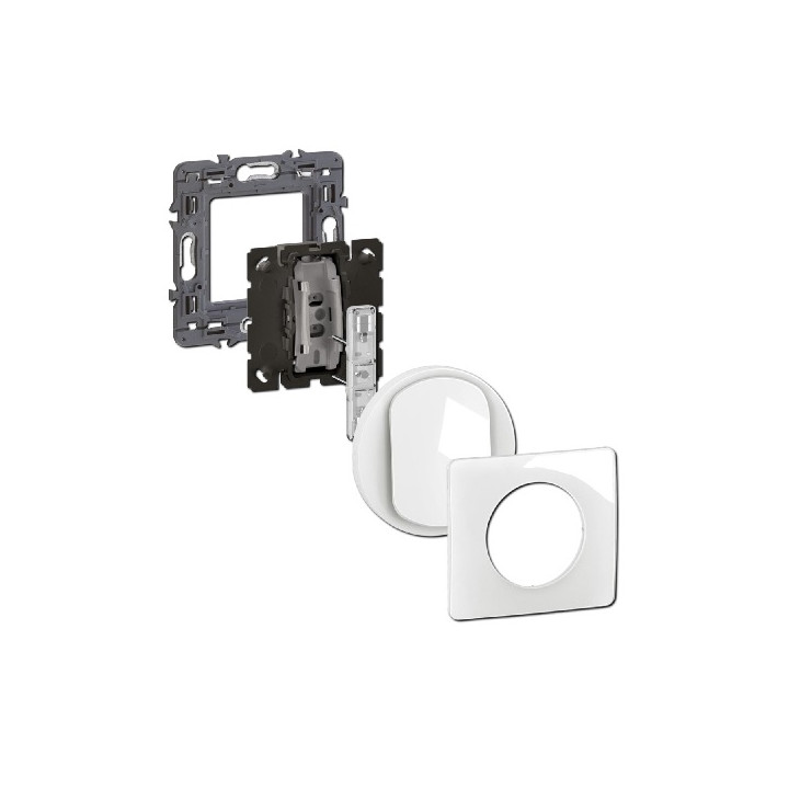 Legrand - Céliane 2024 - Poussoir avec voyant lumineux complet 1 poste - Réf : 080251 + CM0031 + CM0220 + CB1001 + CP0001