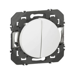 Legrand - Dooxie - Double Poussoir simple - 6A - 250V~ - Blanc - Réf : 600008