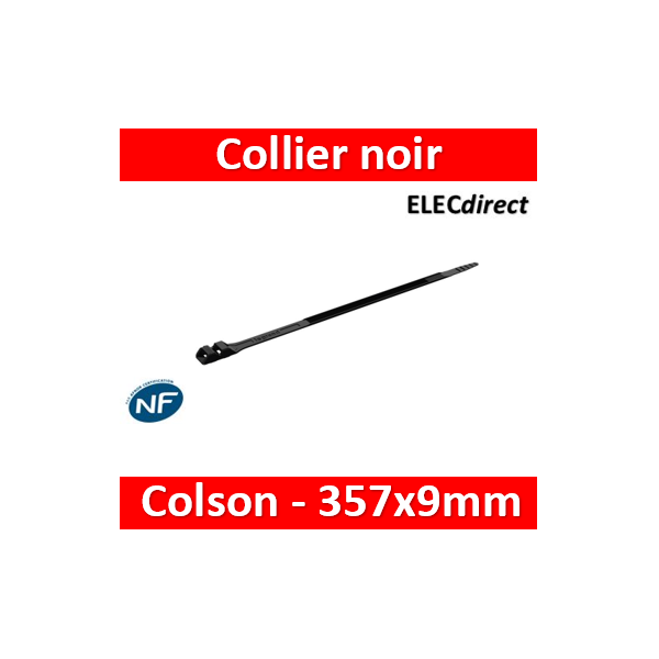 Legrand - Collier Colson noir à denture extérieure l.9mm et longueur 357mm  - boîte 100 - 031919 - ELECdirect Vente Matériel Électrique