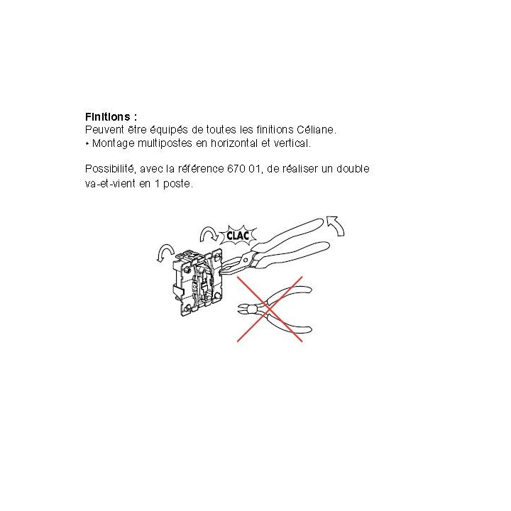 Legrand - Céliane 2024 - LOT Va et vient + Bouton poussoir - 10A - 230V - Réf : CM0001+CM0031