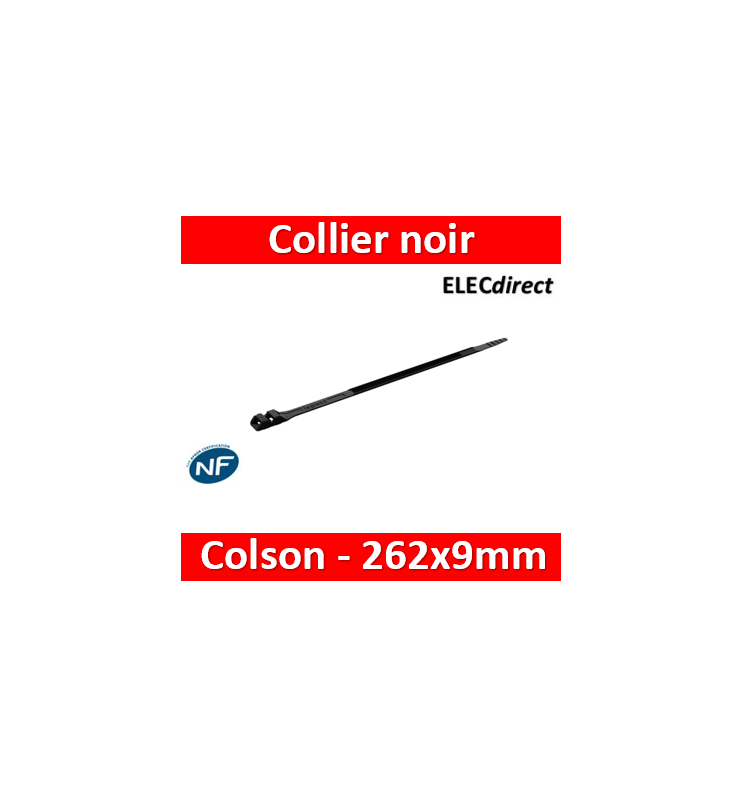 Collier colson noir denture extérieure - 260 x 9 mm - Ø 60 mm - Vendu par  100 - Legrand