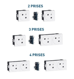 Legrand Quadruple prise de courant 2P+T Surface Mosaic Link raccordement latéral 8 modules - blanc - Réf. : 077144L