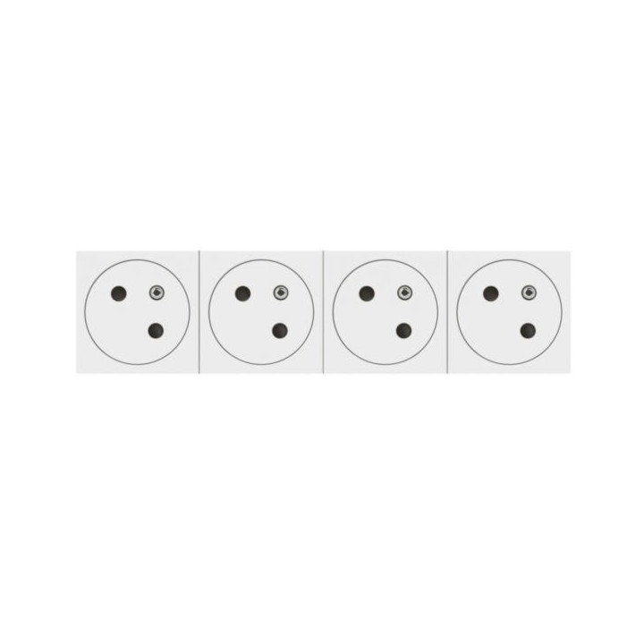 Legrand - Quadruple prise de courant 2P+T - Raccordement latéral - 8 Modules - Surface - Blanc - Mosaic Link - Réf : 077144L