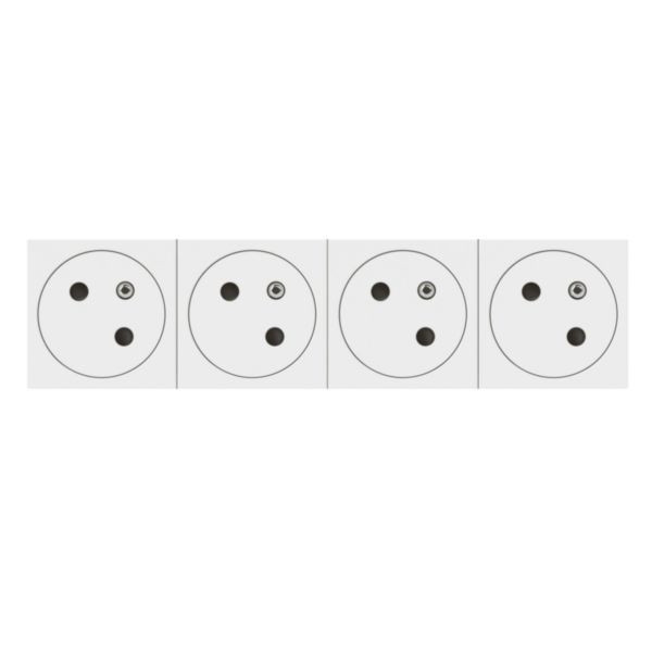 Legrand - Quadruple prise de courant 2P+T - Raccordement latéral - 8 Modules - Surface - Blanc - Mosaic Link - Réf : 077144L