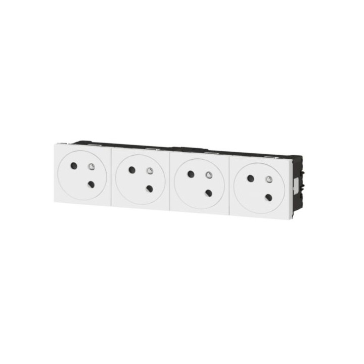 Legrand - Quadruple prise de courant 2P+T - Raccordement latéral - 8 Modules - Surface - Blanc - Mosaic Link - Réf : 077144L