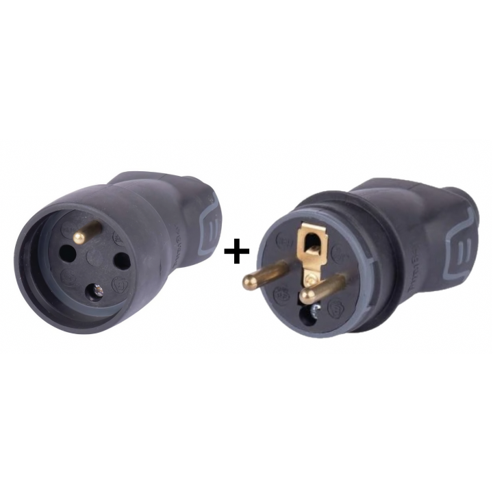 Legrand - Fiche + prolongateur 2P+T 16A - caout - IP44 / IK08 - sortie droite - Réf : 050445+050446