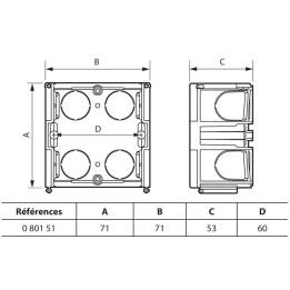 Legrand Batibox - Boîte à sceller monoposte prof. 50mm - Réf : 080151