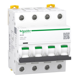 Schneider - Acti9 - iC60L - Disjoncteur - 4P - 63A - 20kA - courbe C - Réf : A9F94463