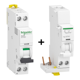 SCHNEIDER - Acti9 - iDD40T - Disjoncteur Ph/N 16A IDT40T - 6KA + Bloc diff. 25A 30mA type AC - A9P22616+A9Y62625