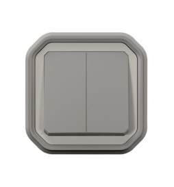 Legrand Plexo - Commande double - 3 fonctions - encastré - étanche - IP55/IK08 - Gris - Réf : 070072L
