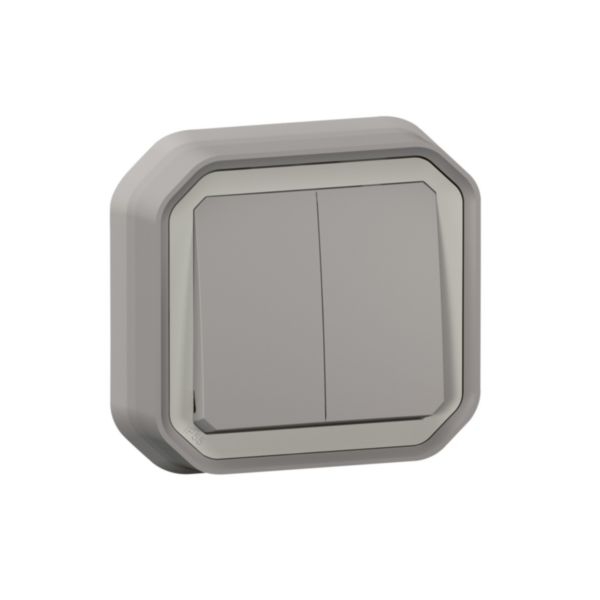 Legrand Plexo - Commande double - 3 fonctions - encastré - étanche - IP55/IK08 - Gris - Réf : 070072L
