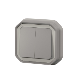 Legrand Plexo - Commande double - 3 fonctions - encastré - étanche - IP55/IK08 - Gris - Réf : 070072L