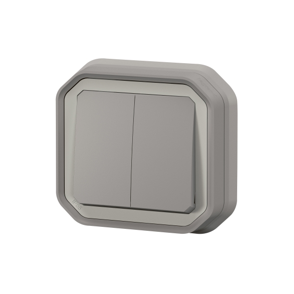 Legrand Plexo - Commande double - 3 fonctions - encastré - étanche - IP55/IK08 - Gris - Réf : 070072L