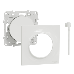 Schneider - Odace 2011 - Va-et-Vient lumineux/Témoin LED orange + Plaque - Blanc - Ref. : S520263 + S520702