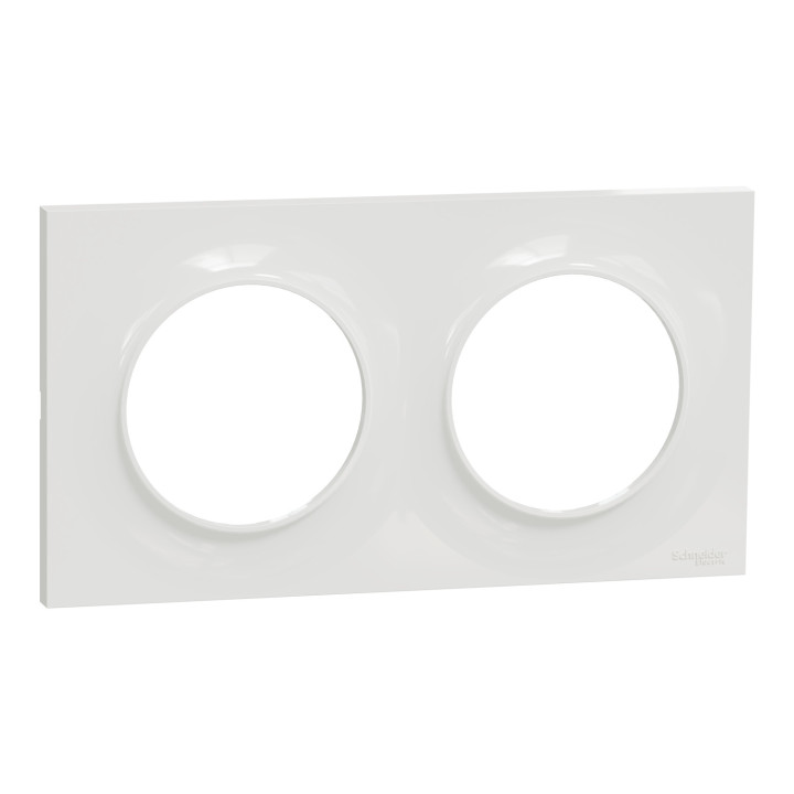Schneider - Odace 2011 - Plaque 2 postes + Boîte Batibox Legrand 2 postes Prof. 50 -Blanc -Ref. : S520704 + 080052
