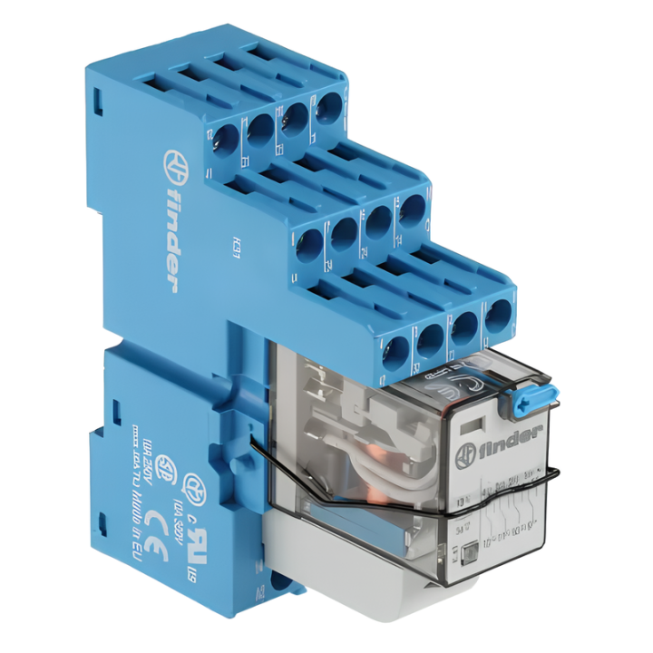 Finder - LOT - Relais Industriel 4RT 230V + Embase Relais - Réf : 553482300040+9404SMA