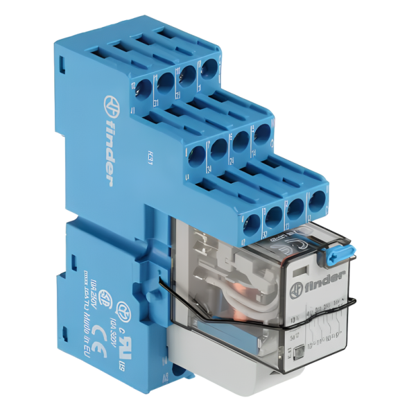 Finder - LOT - Relais Industriel 4RT 230V + Embase Relais - Réf : 553482300040+9404SMA