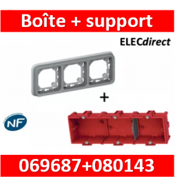 Legrand Plexo - Support gris encastrable pour Plexo composable - Hor. - 3 postes + boîte - 069687+080143