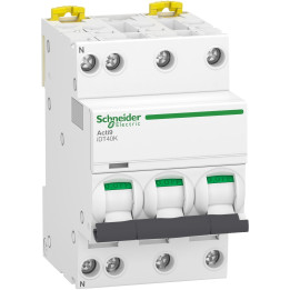 Schneider - Acti9 IDT40K - disjoncteur modulaire - 3p+n - 10A - courbe C - 4500A/4,5KA - A9P71710