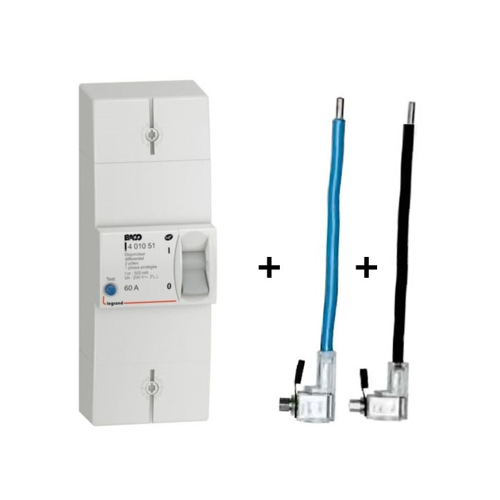 Legrand - Disjoncteur de branchement EDF 60A instantané + Embout EDF 60A 16mm2 - Réf. : 401051+embout