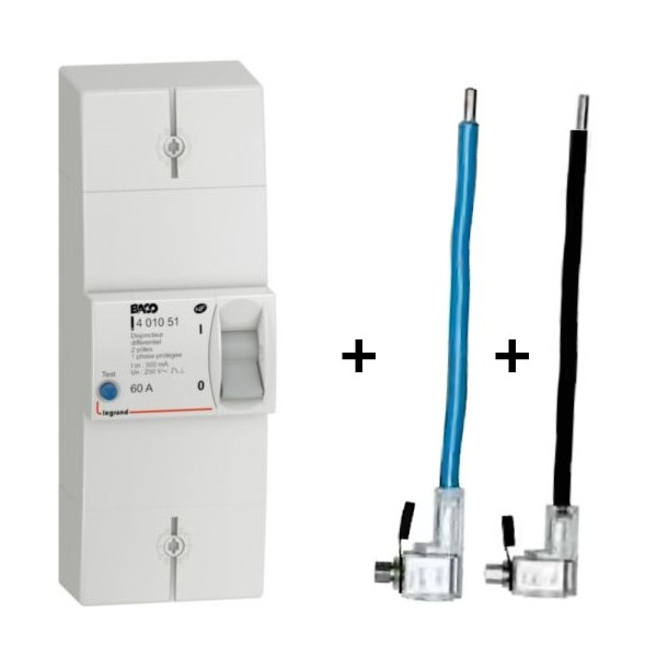 Legrand - Disjoncteur de branchement EDF 60A instantané + Embout EDF 60A 16mm2 - Réf. : 401051+embout
