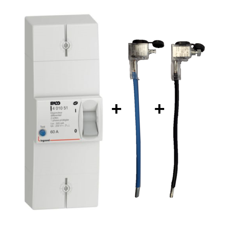 Legrand - Disjoncteur de branchement EDF 60A instantané + Embout EDF 60A 16mm2 - Réf. : 401051+embout