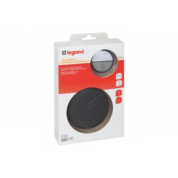 Legrand - Kit Carillon sans fil Confort - à Piles - Anthracite - Réf : 094253