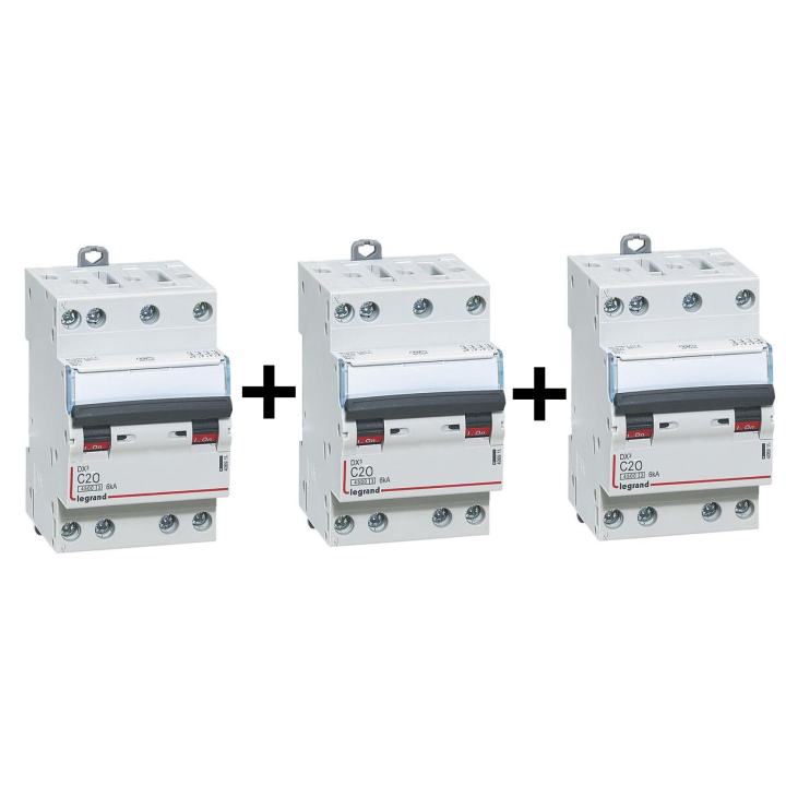 Legrand - Disjoncteur 4P DX3 - 20A - 6kA - courbe C - 406911x3