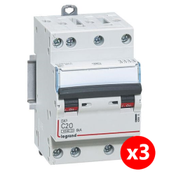 Legrand - Disjoncteur 4P DX3 - 20A - 6kA - courbe C - 406911x3