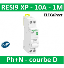 SCHNEIDER - DISJONCTEUR DUOLINE RESI9 XP (à VIS) - 10A - VIS/VIS - D - R9PFD610