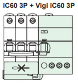 Schneider - Acti9 - iC60 - Bloc diff Vigi - 3P - 25A - 30mA - 400v -  type AC - Réf : A9Q11325