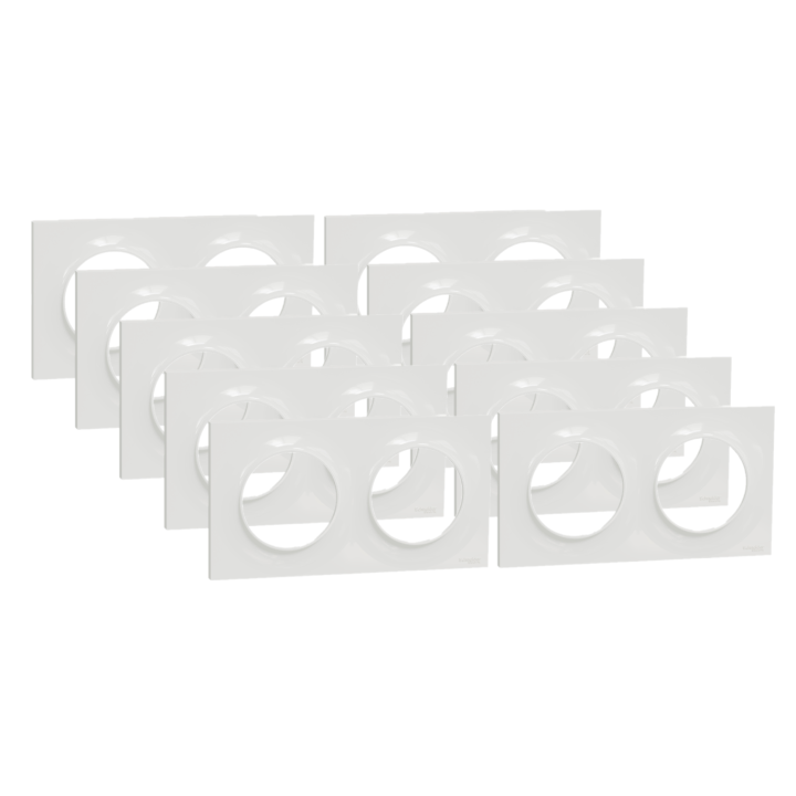 Schneider - Odace 2011 - Styl - LOT de 10 Plaques 2 postes - Entraxe 71 mm - Blanc - Ref. : S520704x10