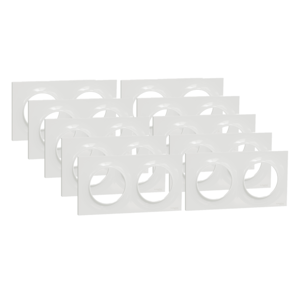 Schneider - Odace 2011 - Styl - LOT de 10 Plaques 2 postes - Entraxe 71 mm - Blanc - Ref. : S520704x10