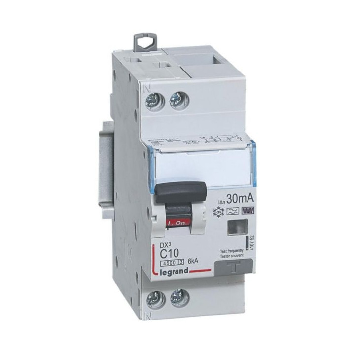 LEGRAND - Disjoncteur Différentiel DX3 P+N - 10A - 30mA - Type F -Réf : 410752