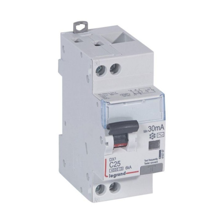 LEGRAND - Disjoncteur différentiel DX3 P+N - 25A - 30mA - AC - Réf : 410707