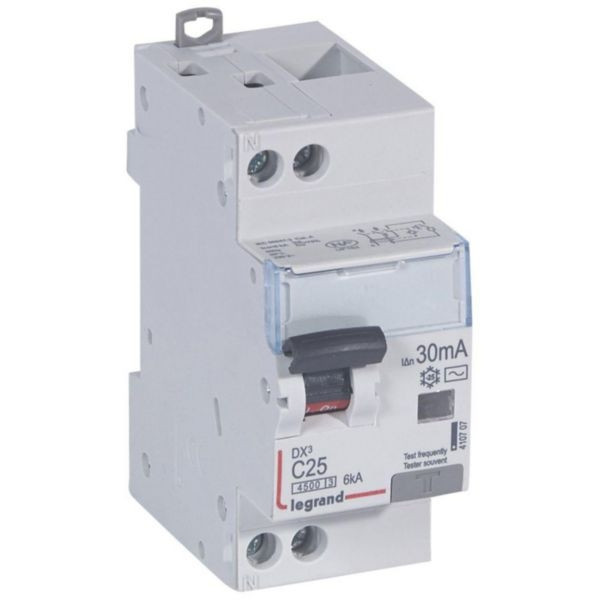 LEGRAND - Disjoncteur différentiel DX3 P+N - 25A - 30mA - AC - Réf : 410707