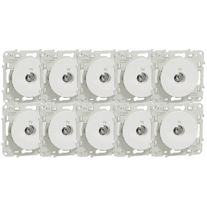 Schneider - Odace 2011 -Lot de 10 Prises TV simple - Blanc - Ref. : S520445x10